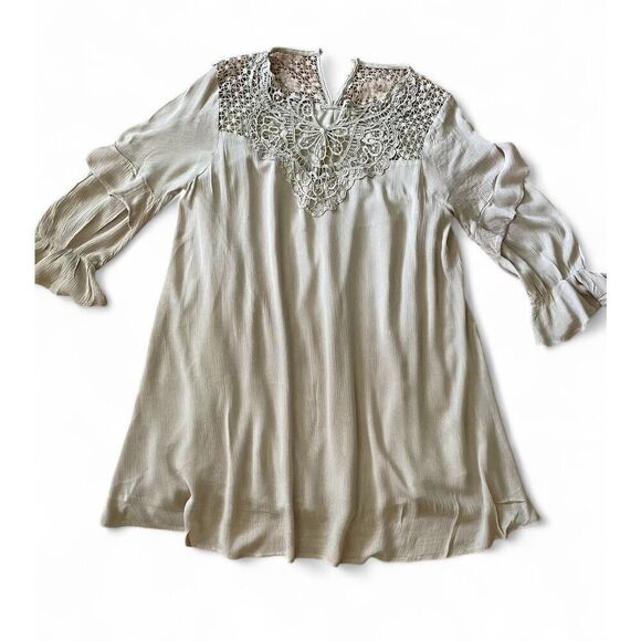 Madewell Bohemian Style Beige Mini Hippie Bell Sleeve Dress Sz M Excellent Cond. - Picture 3 of 10